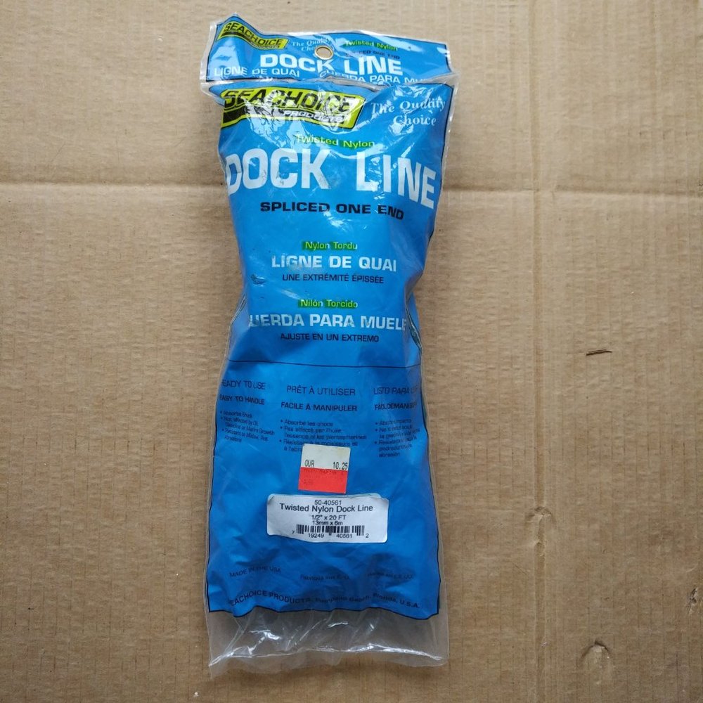 NEW SEACHOICE .5" x 20' L TWISTED NYLON DOCK LINE